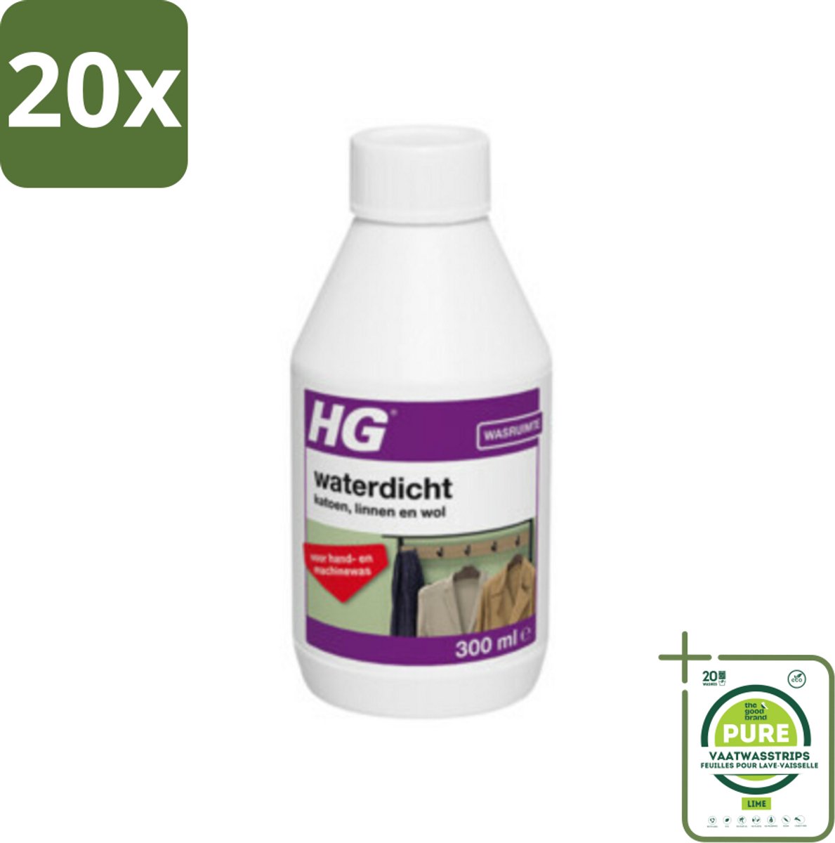20 x HG Waterdicht katoen Voor Linnen, Wol & Gemengde Textielsoorten 300 ml - Grootverpakking - Waterdicht Maken - Katoen Waterdicht - Linnen Waterdicht - Wol Waterdicht - Textiel Waterdicht