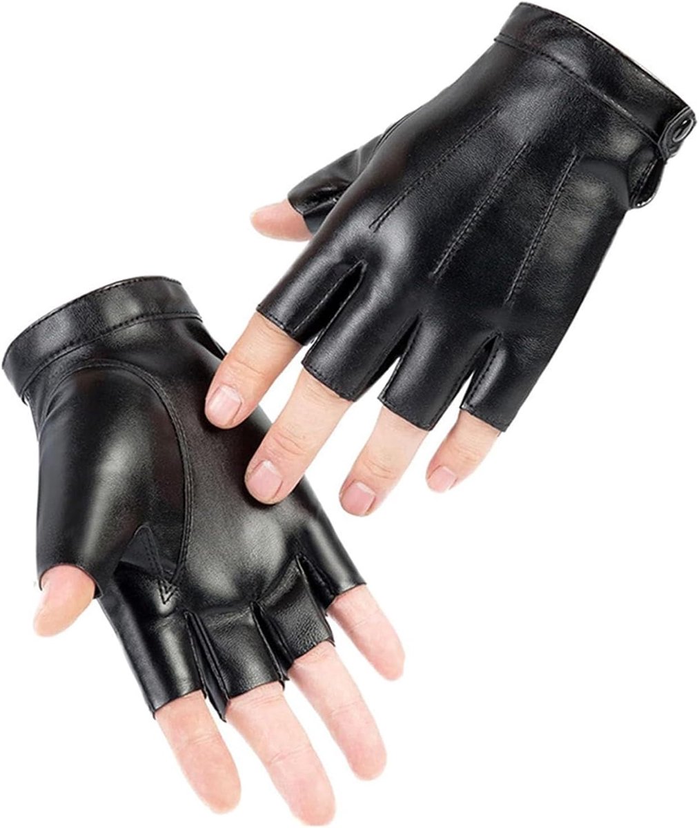 Dinghaole PU-leer Halfvingerhandschoen voor Fietsen, Motorrijden, Wandelen - ShopVlot
