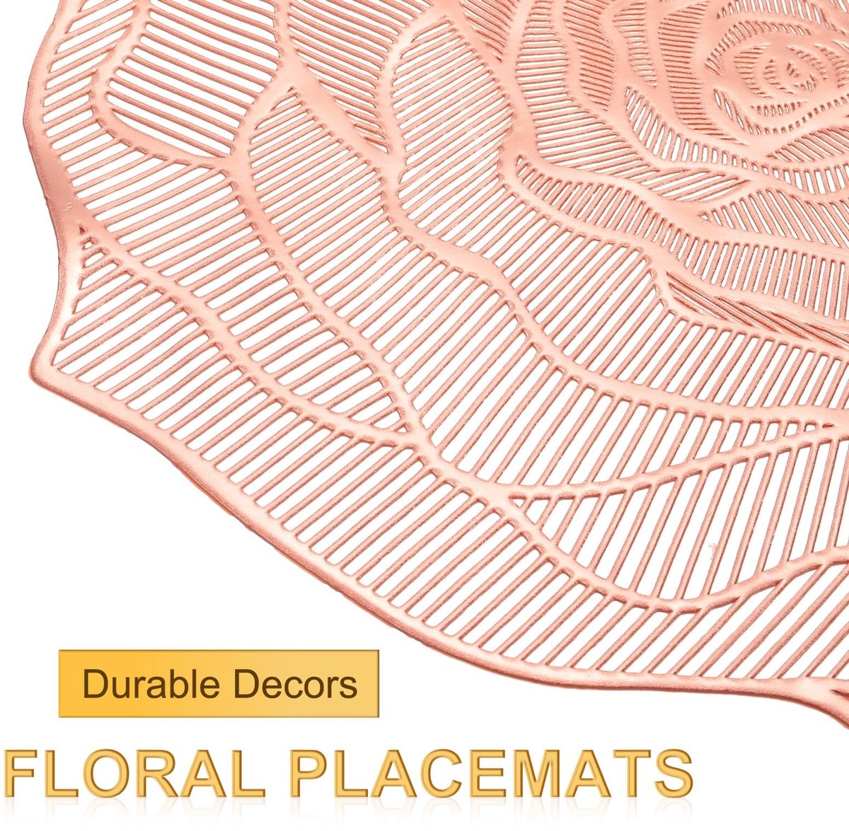Elzusha - Vinyl Placemats Set van 4 - Ronde Onderleggers met Bloemenpatroon