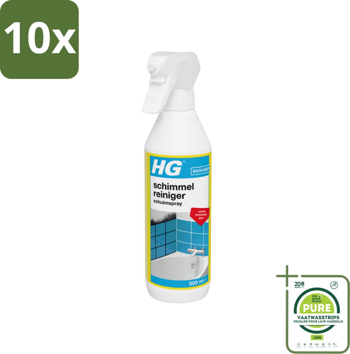 10 x HG Schimmel & Aanslagreiniger Schuimspray 500 ml - Grootverpakking - Schimmelreiniger - Schimmelverwijderaar - Schimmelbestrijding - Schimmel Op Tegels - Schimmel In Badkamer