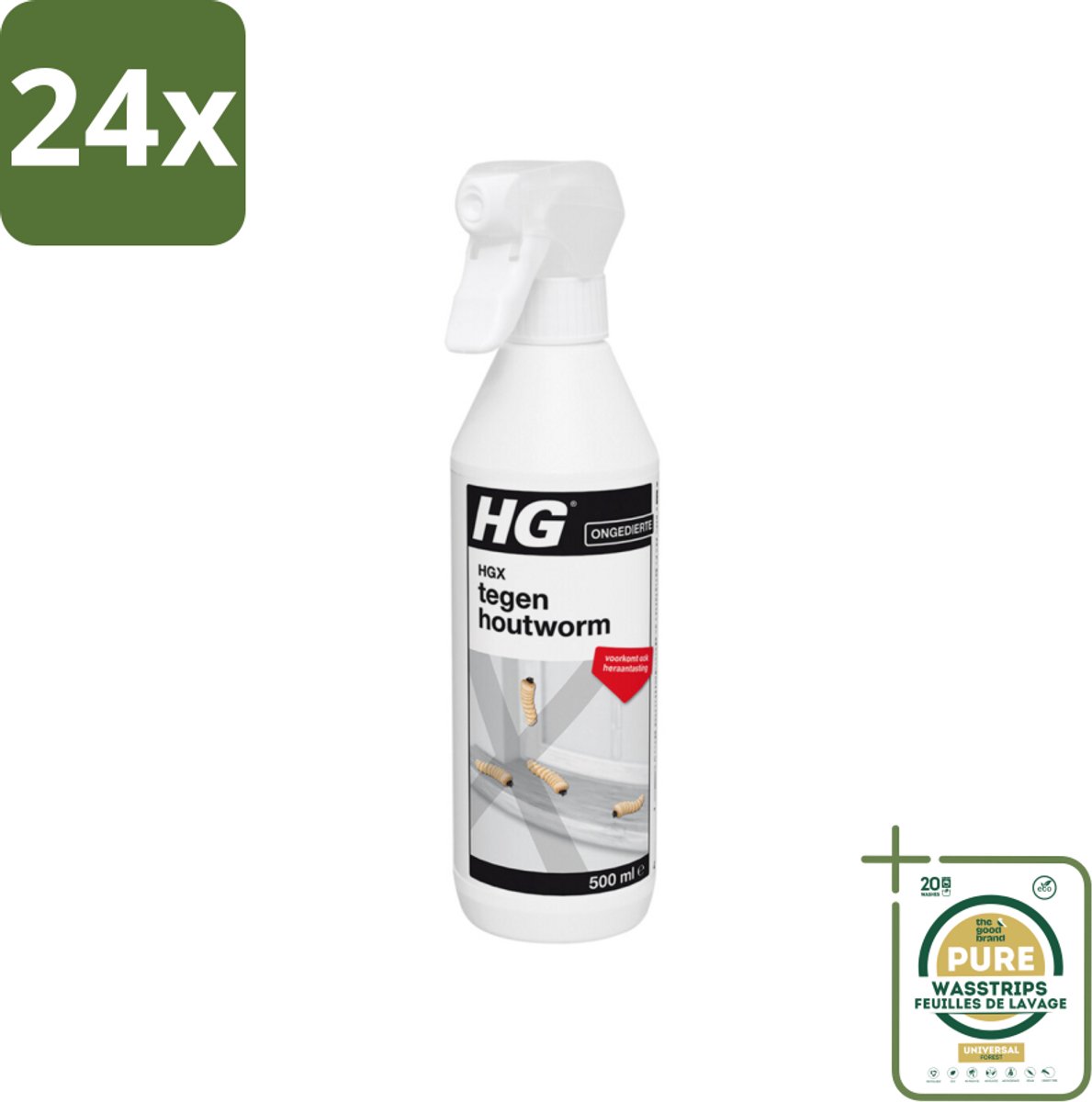 HG X Tegen Houtworm 500 ml - Voordeelverpakking - 24 stuks - Hout bescherming - Houtworm preventie