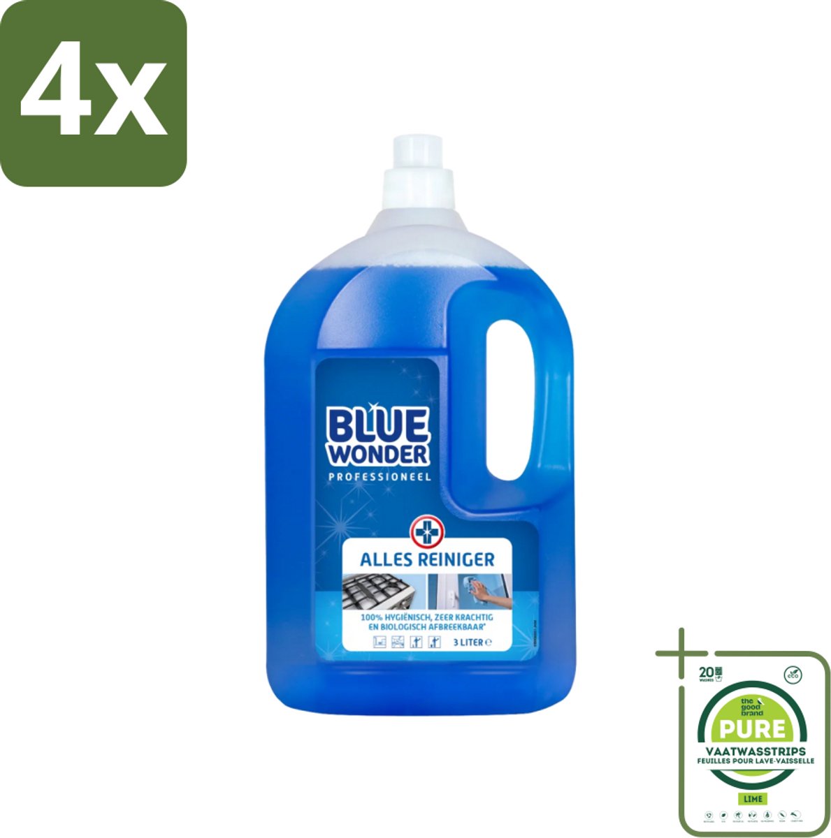 Blue Wonder Professionele Allesreiniger 3000 ml - Voordeelverpakking - 4 stuks - Allesreiniger - Schoonmaakmiddel