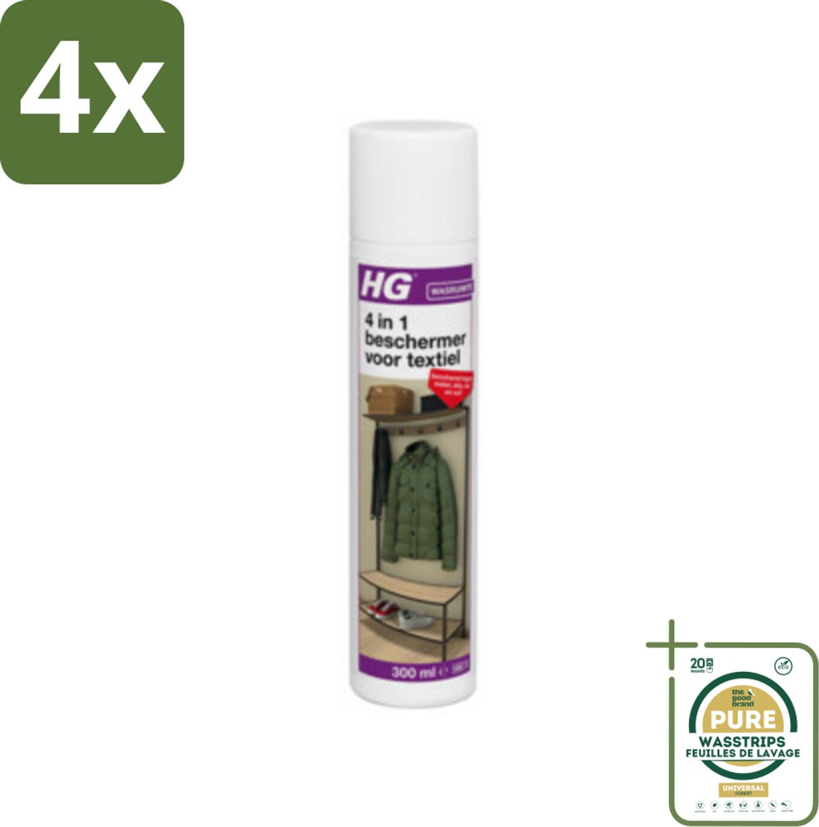 HG 4 in 1 Beschermer Voor Textiel 300 ml - Voordeelverpakking - 4 stuks - Waterafstotend - Stofbescherming
