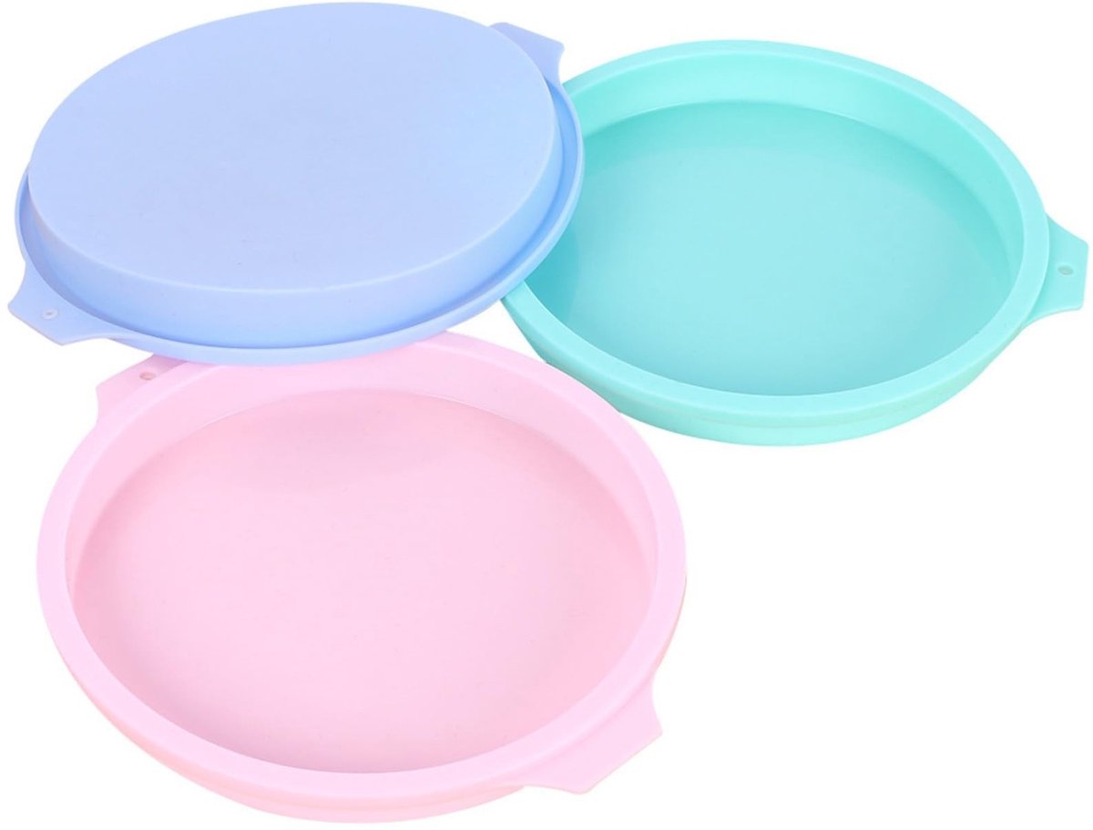 Elzusha - Set van 3 Ronde Siliconen Taartvormen in Pastelkleuren