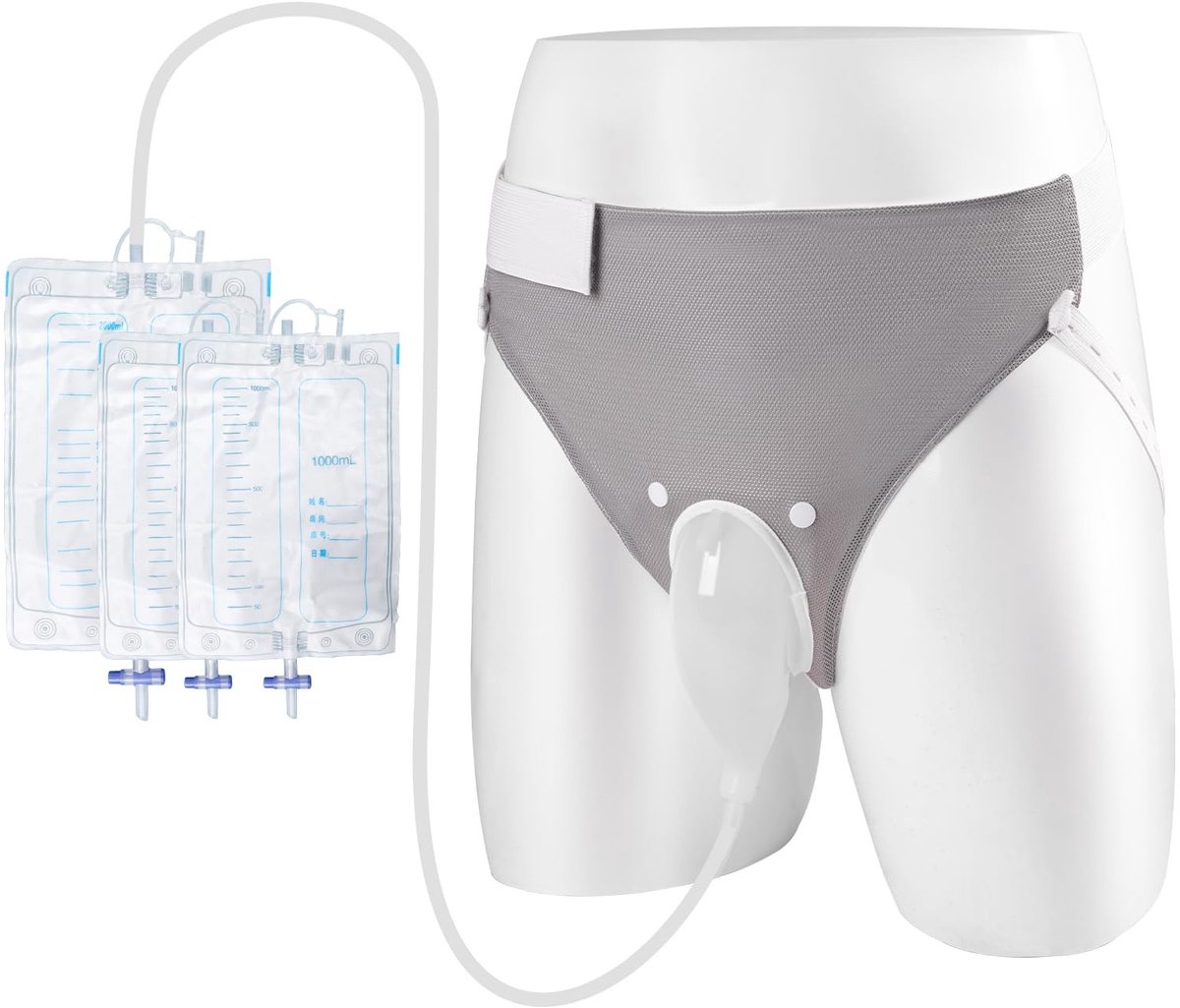 Elzusha - Draagbare urinedrainagezak voor mannen - 2000 ml en 2 x 1000 ml