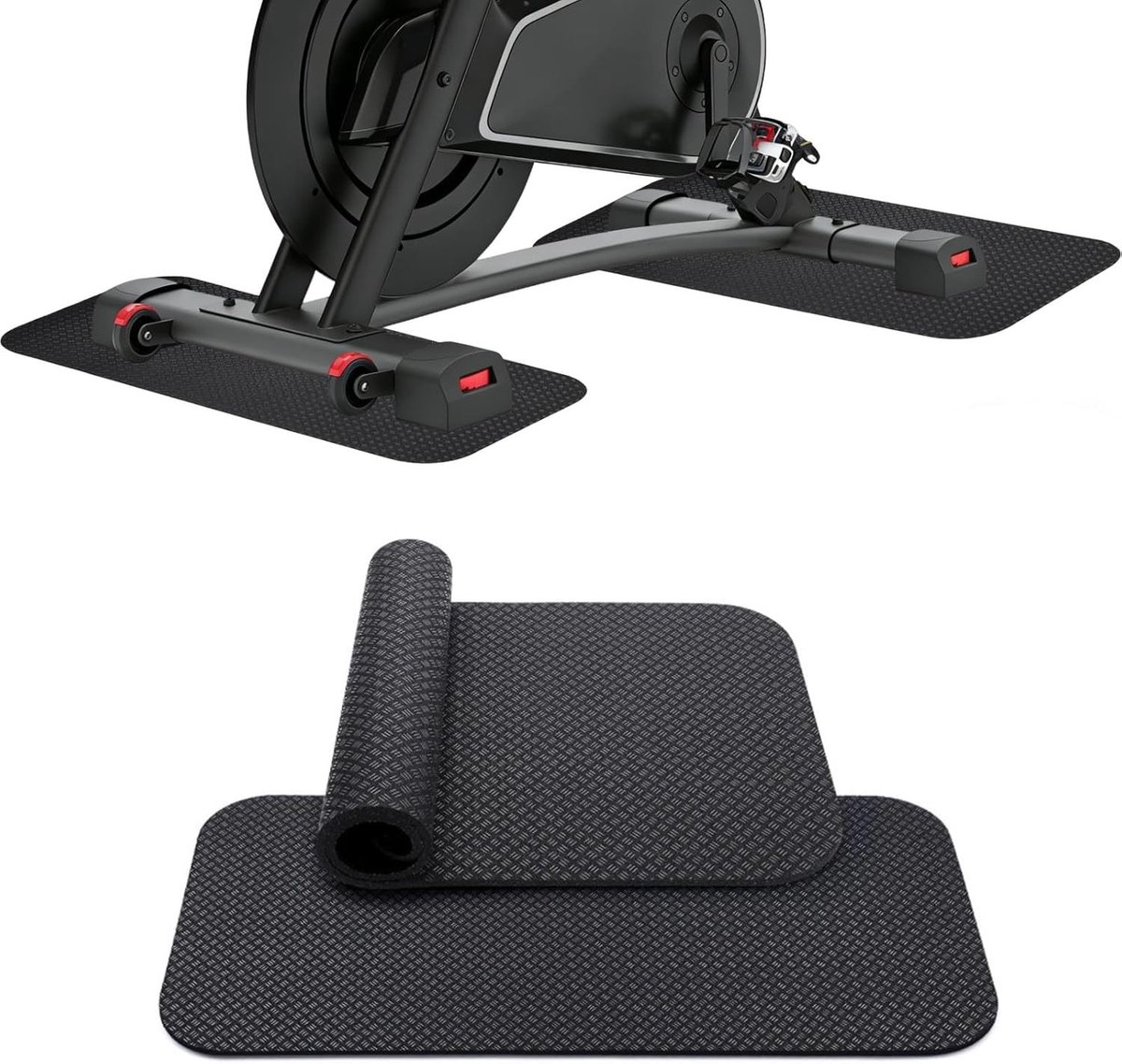 Beschermmat voor Fitnessapparatuur, Set van 2, 25 x 30 cm, 5 mm Dikke Dubbelzijdige Matten voor Houten Vloeren, Ideaal voor Loopbanden en Fitness Machines