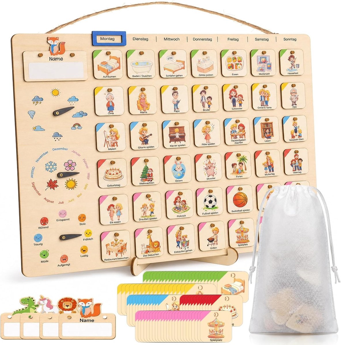 Houten wekelijkse planner voor kinderen, ideaal voor het organiseren van dagelijkse routines en activiteiten, 157