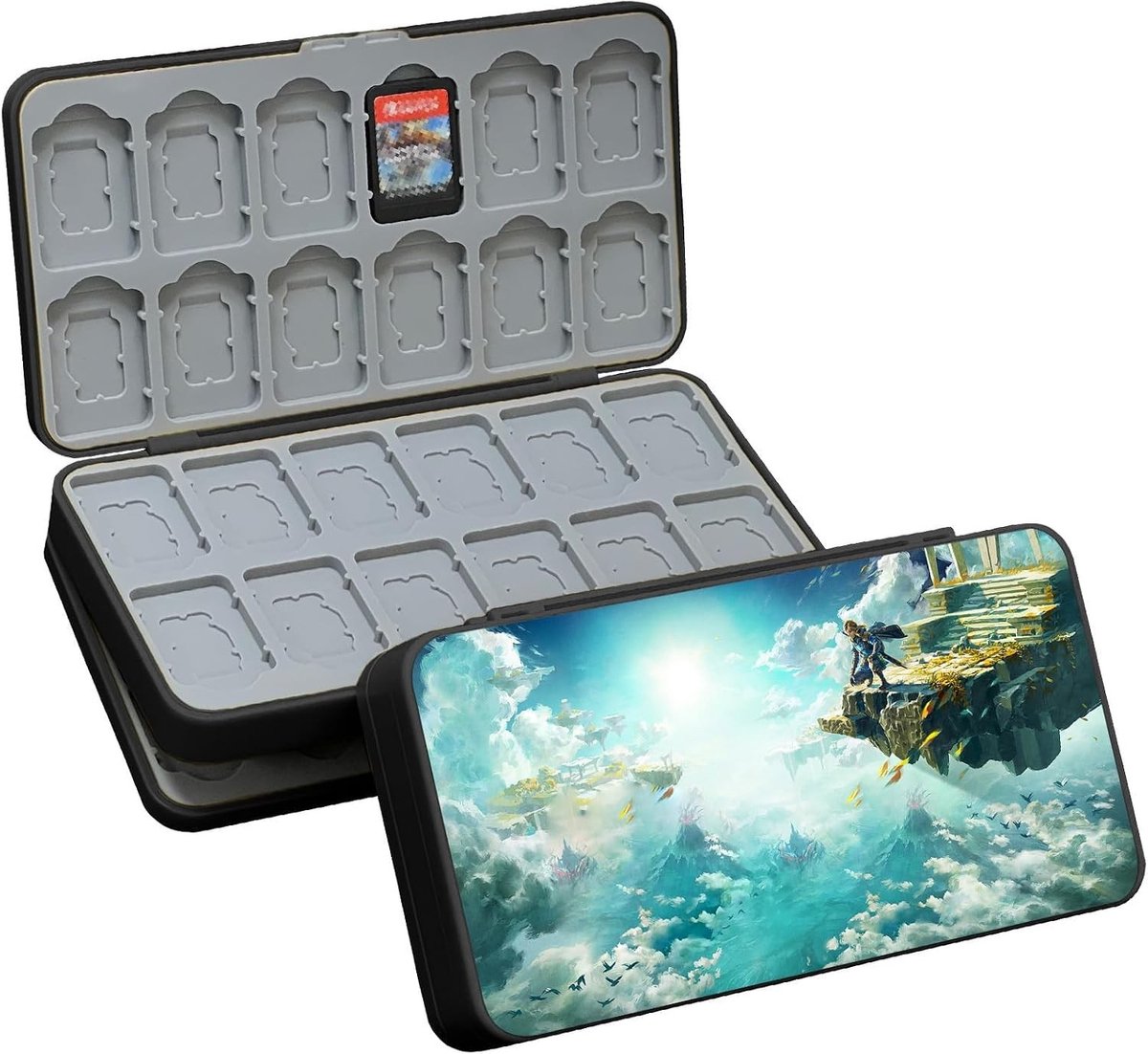 Beschermhoes voor speelkaarten en SD-kaarten, schokbestendige organizer met magnetisch design, geschikt voor 48 spellen en accessoires