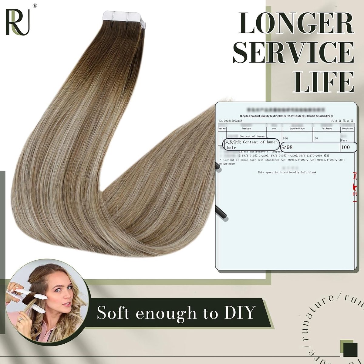 Tape Extensions van Menselijk Haar Ombre Balayage - Donkerbruin naar Asbruin met Blond - 16 Inch/40cm, 20 Stuks/50g