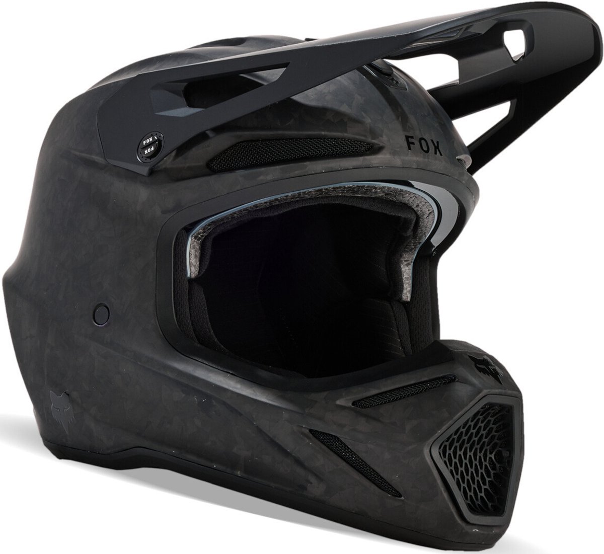 FOX V3 RS Carbon Solid Mat Zwart MIPS Crosshelm - Helm