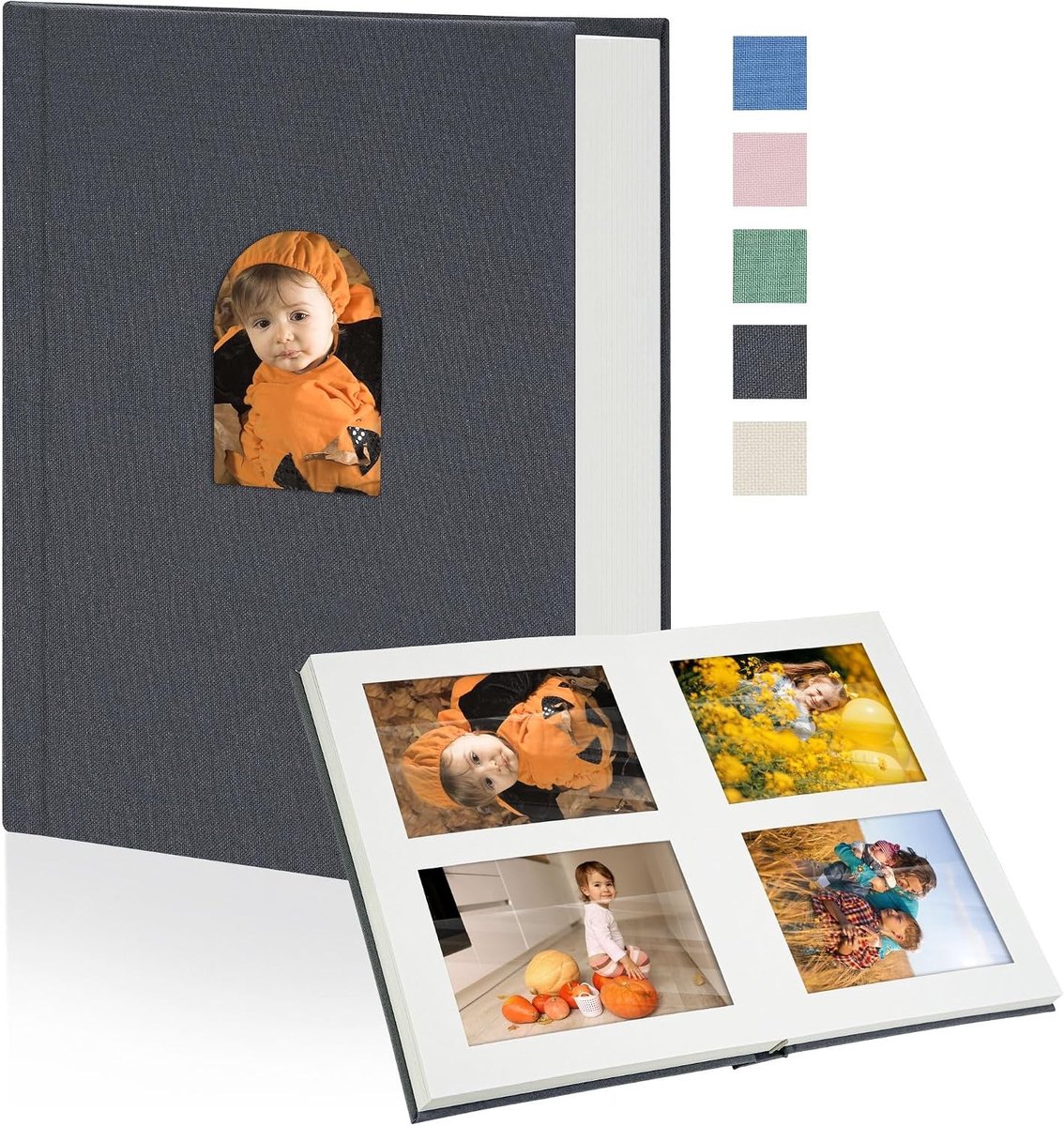 Klein fotoalbum 10 x 15 cm voor 60 foto's, premium boek met linnen kaft, perfect voor trouwalbums, reisdagboeken en herinneringen