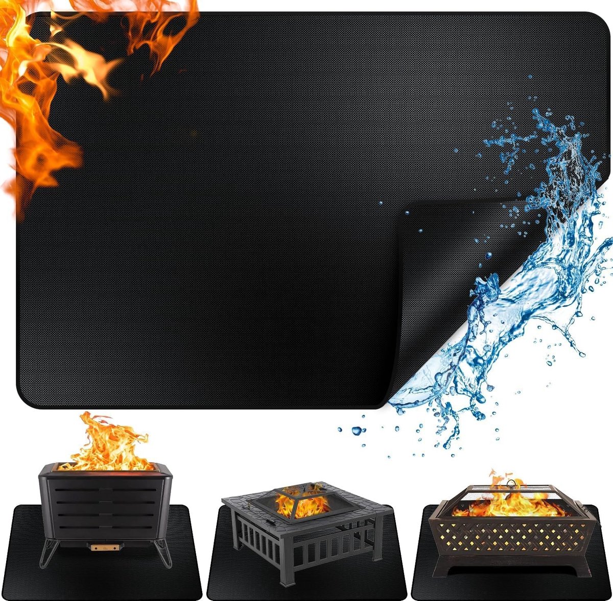 Vlamvertragende vloermat 122 x 165 cm, grillmat voor gas- en houtskoolbarbecues, bescherming tegen vlekken en hitte