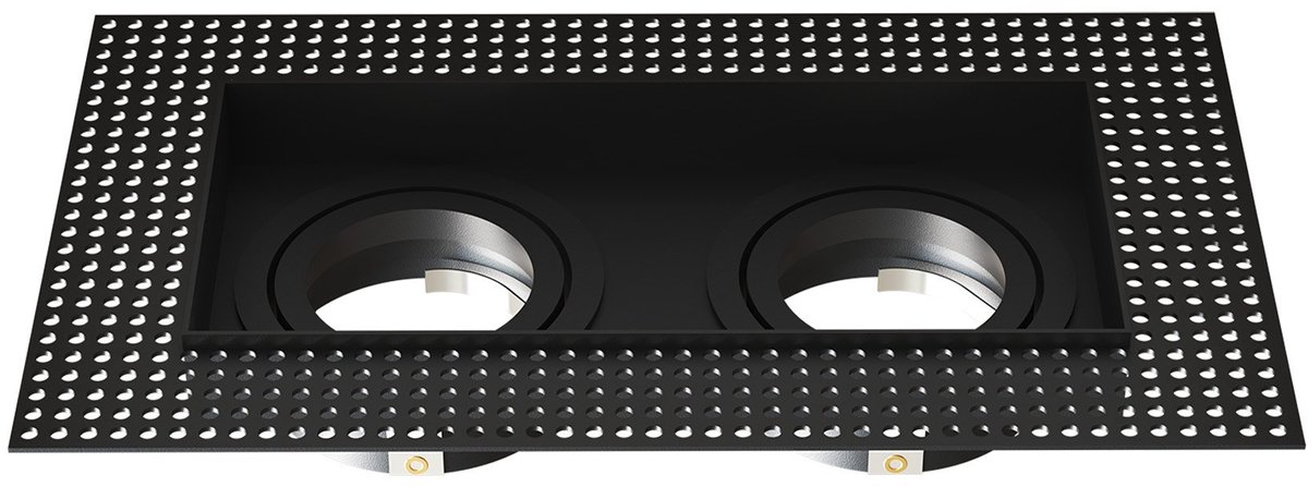 Ledvion – Trimless LED Inbouwspot Dubbelarmatuur 130x130mm – Zwart – Dimbaar – Kantelbaar – GU10 – IP20