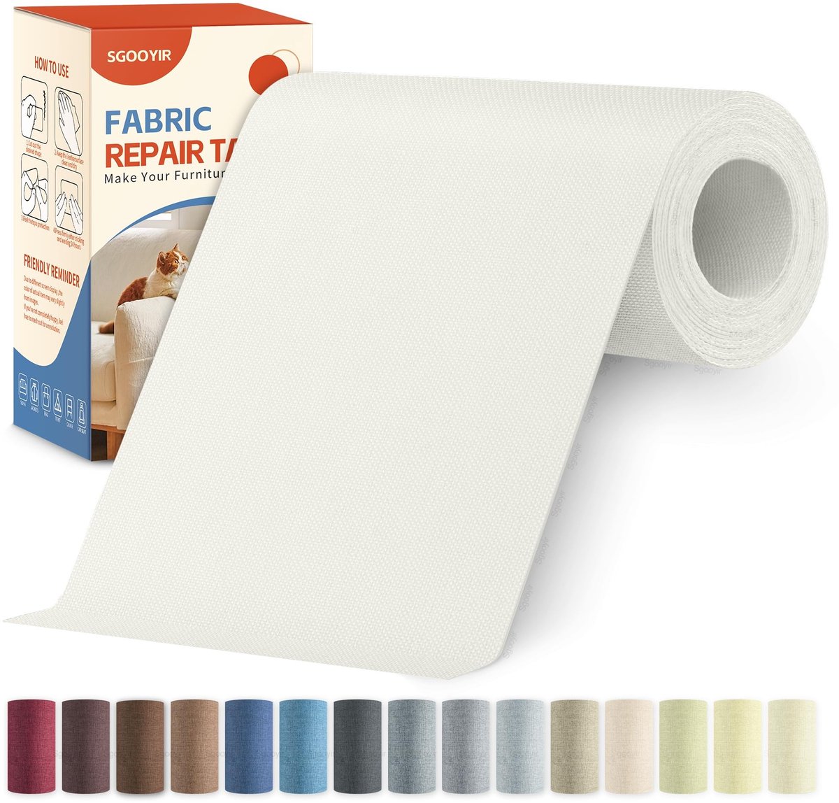 Elzusha - Zelfklevende Reparatietape voor Stoffen, 10cm x 203cm