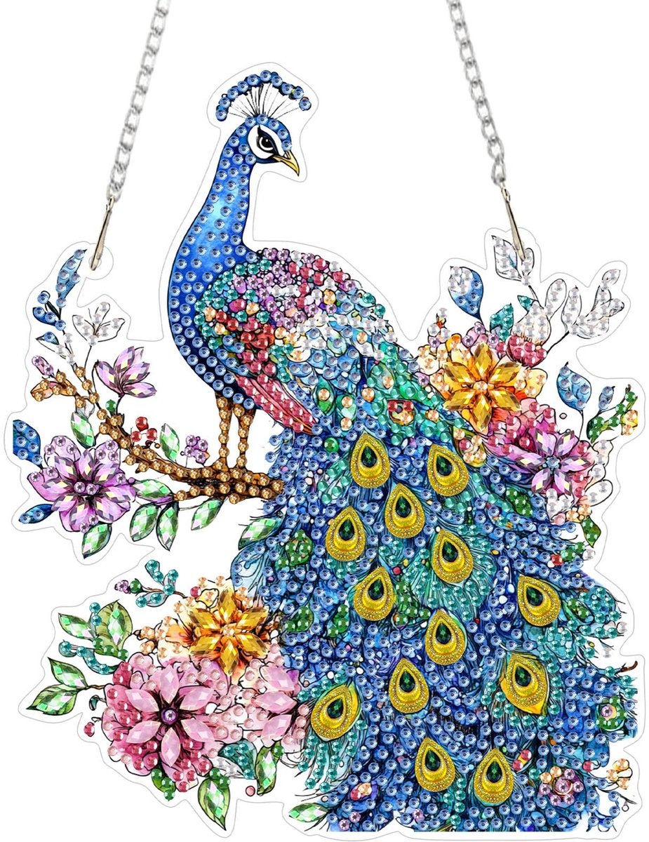 Elzusha - Diamant schilderen kit - Pauw 20 x 20 cm decoratie