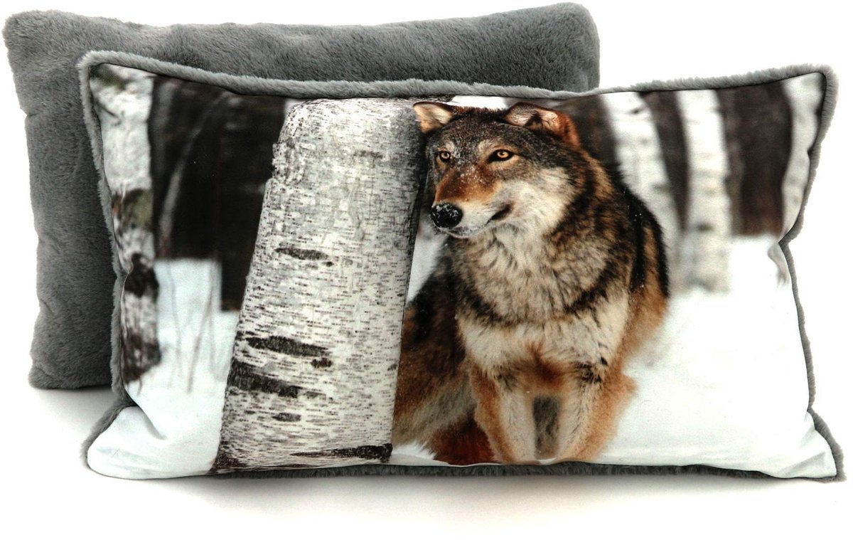 Elzusha - Kussenhoes met Wolf Motief van Fluweelzacht Velours