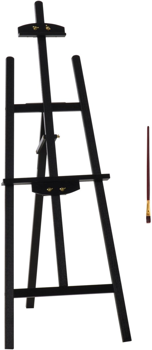 REDOM - Schildersezel - Klapbaar en in hoek verstelbaar - Driepoot - Voor zitten en staan - Kunstschilderen - Hout - Zwart - 51,5 x 71,5 x 143 cm