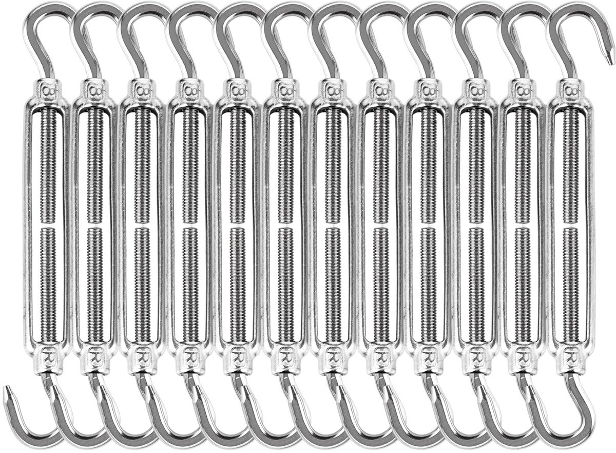 Elzusha - Set van 12 RVS Kabelspanners M8 x 192 mm met Haken