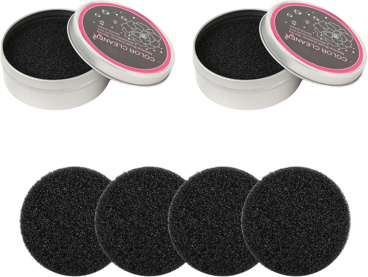 Set van 2 Make-up Borstel Reinigers met 4 Vervangbare Sponsen voor Snelle Kleurverandering en Eenvoudig Schoonmaken van Make-up Brushes en Sponzen