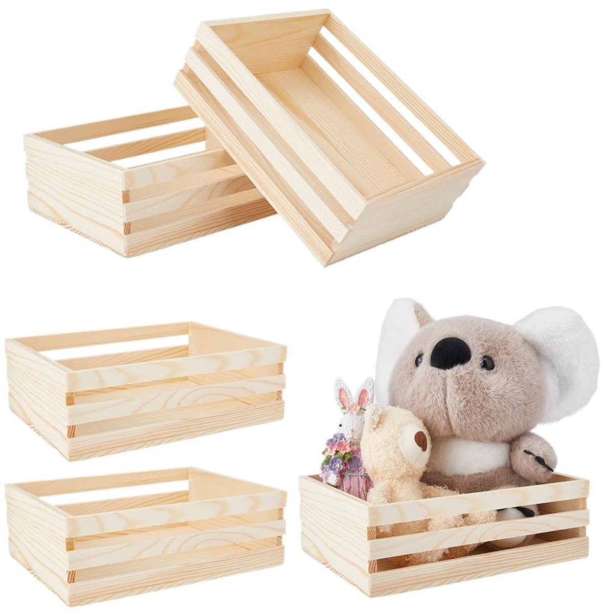 Elzusha - Set van 5 Houten Opbergkisten voor Decoratie en Organisatie