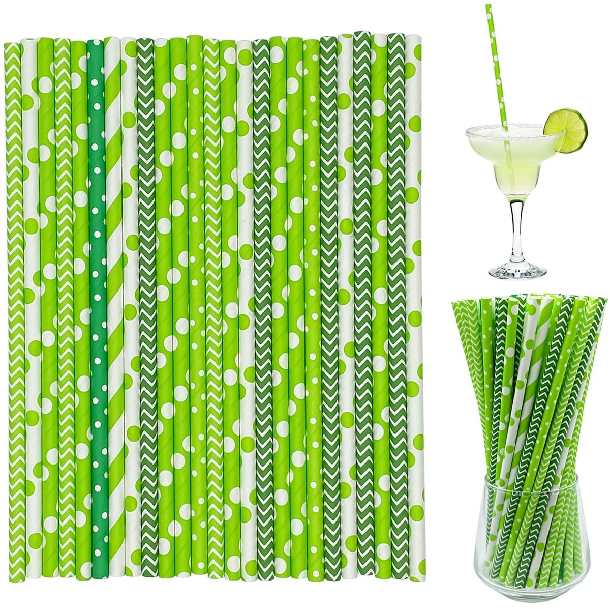 Elzusha - 300 Stuks Kleurrijke Papieren Rietjes voor Dranken