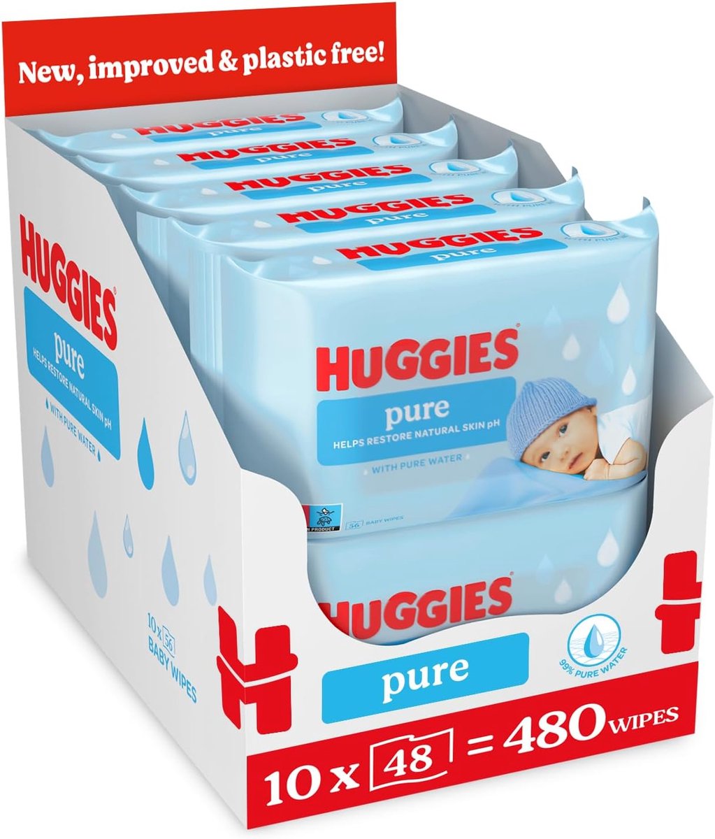 Baby Billendoekjes Pure - 1008 Stuks - 99% Water - Parfum- en Alcoholvrij - Hypoallergeen - Voor Pasgeborenen en Gevoelige Huid - 18 x 56