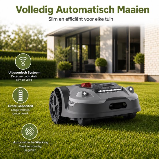 Zoef Robot - Robotmaaier Hans 2000m² met afdekkap - Robotgrasmaaier met bluetooth en App - Grasmaaier - Robotmaaier - Ultrasonisch obstakelherkenning van Zoef Robot — afbeelding 4