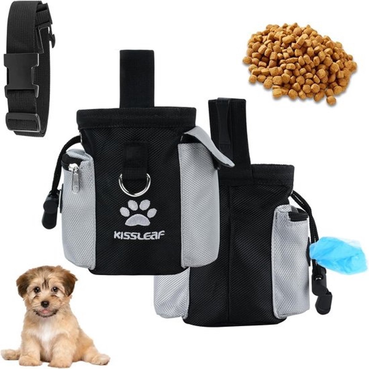 Hond traktatie tas voor training met poepzak dispenser - Handsfree snack pouch voor honden