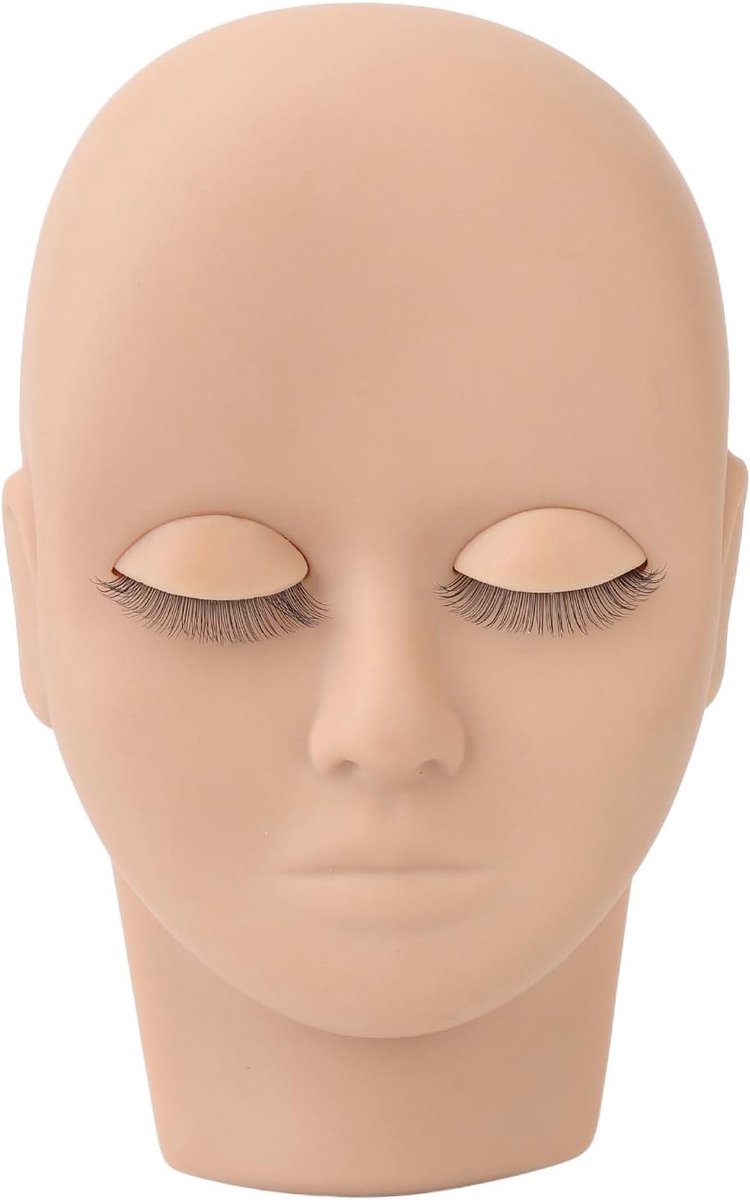 Realistische Oogwimpers Mannequin Hoofd voor Oogmake-up Training | Oefenpop met Verwijderbare Oogleden en Dubbele Laag | Ideaal voor Wimperextensions en Schoonheidsspecialisten