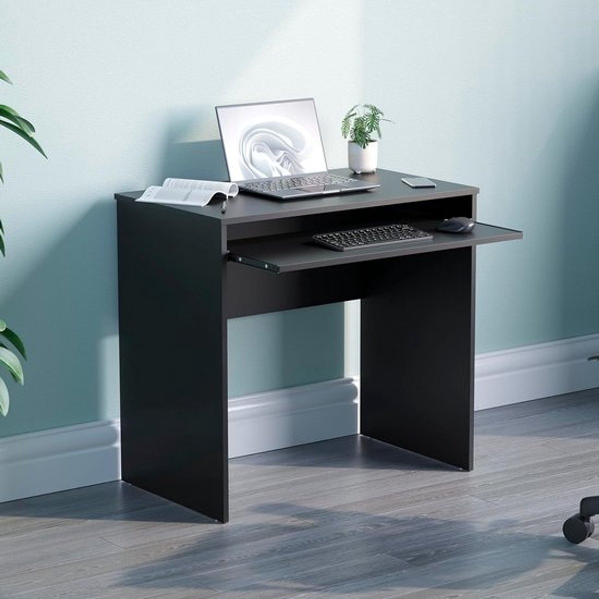Compact Computer Bureau voor Thuis of Kantoor met Toetsenbordlade - Multifunctioneel en Stijlvol