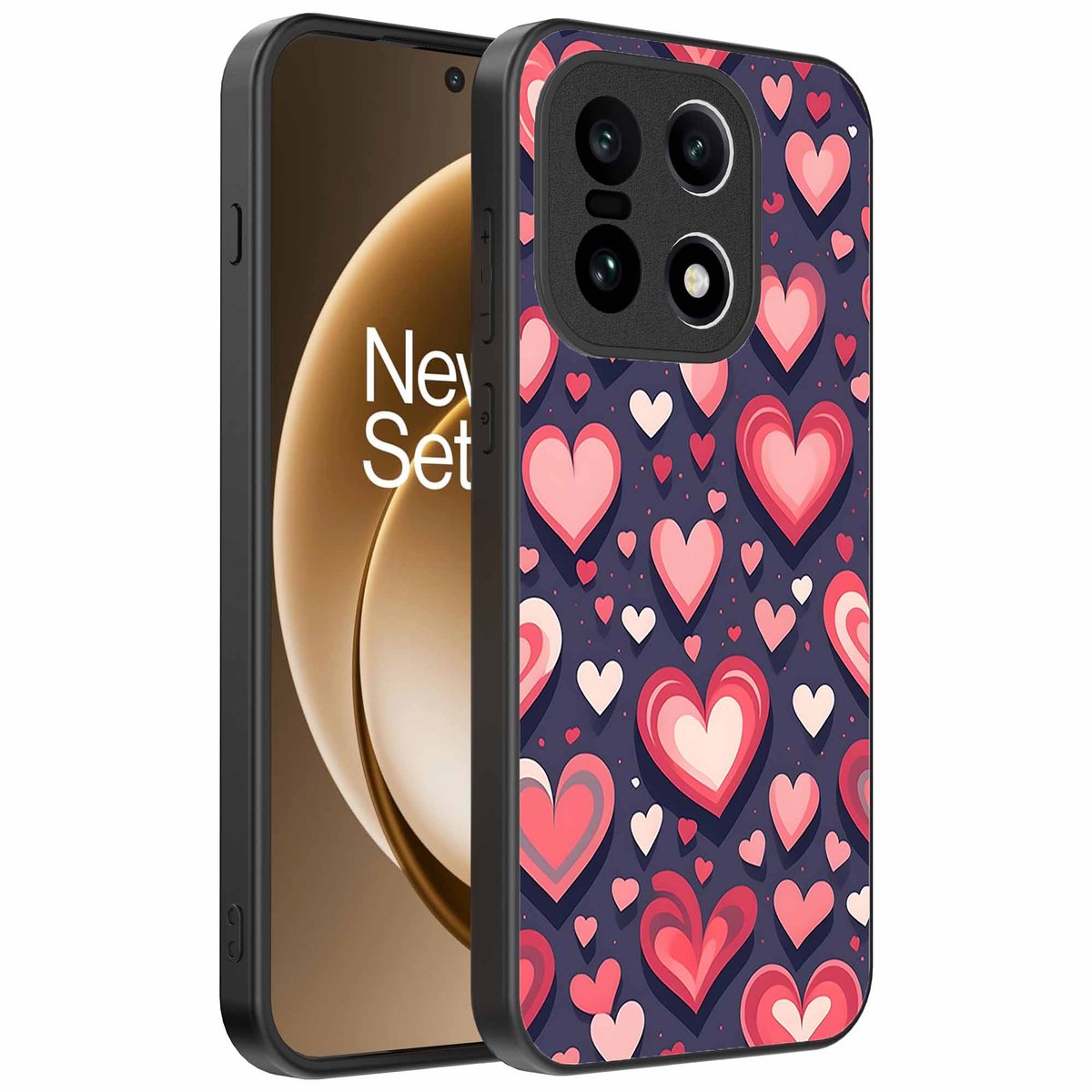 Geschikt voor OnePlus 15 Telefoonhoesje met Hartjes Opdruk - TPU Backcover Case With Heart Design - Smartphonica geschikt voor OnePlus 15