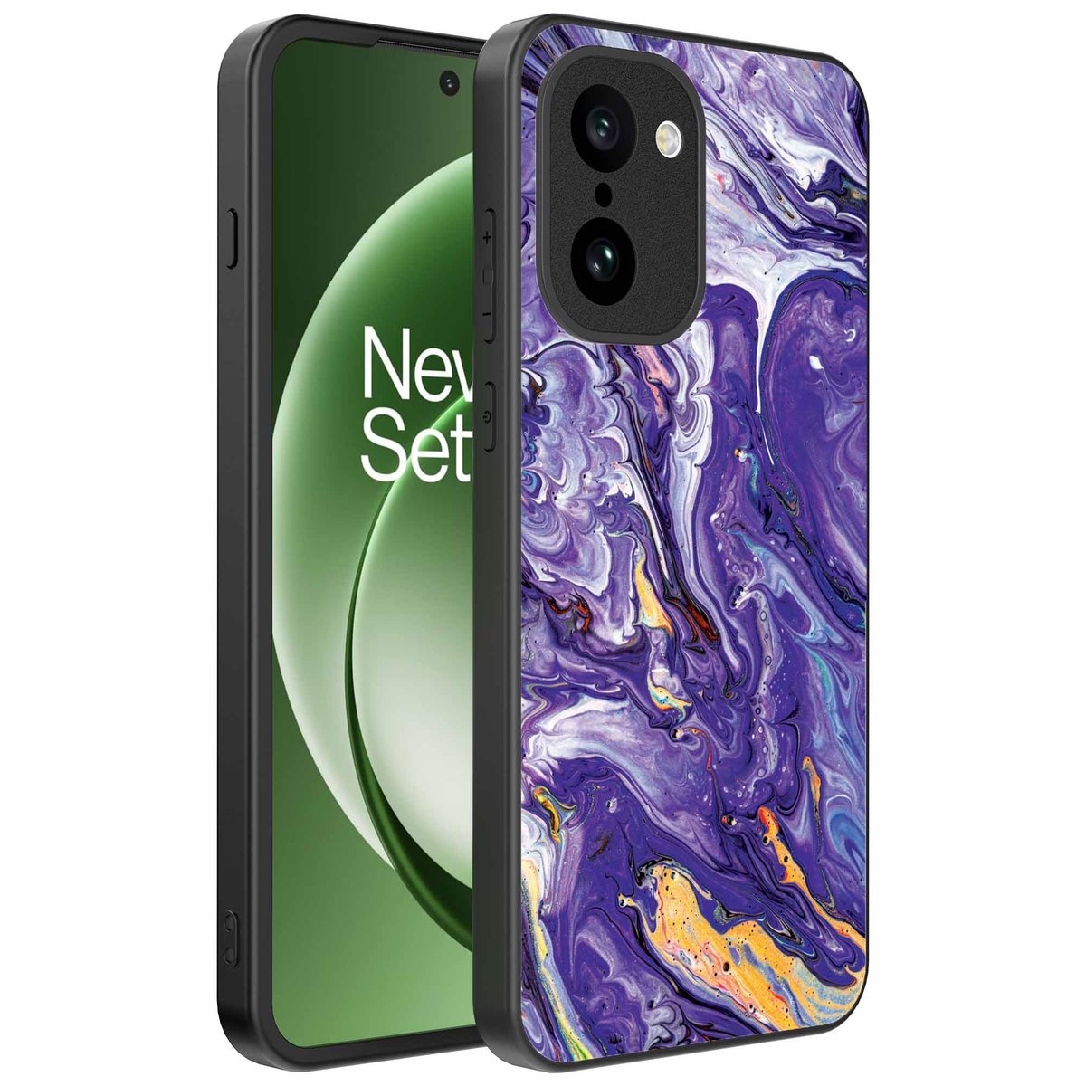 Geschikt voor OnePlus 15R Telefoonhoesje met Paars Goud Marmer Opdruk - TPU Backcover Case Purple Gold Marble Design - Paars Goud - Smartphonica geschikt voor OnePlus 15R