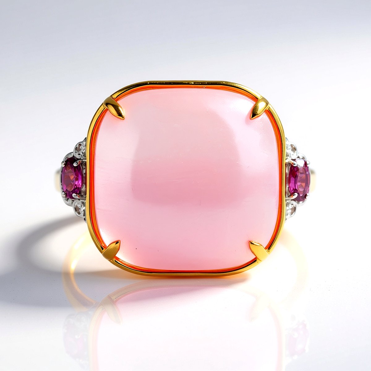 Cavill - Damesring 925 Sterling Zilver met Palladium - 21mm Roze Mabé Parel - 0,54 ct Kleurveranderende Granaat Tanzania - Elegant Sieraad