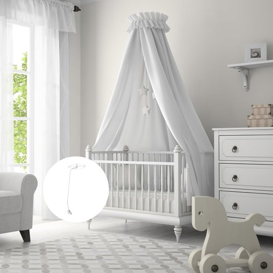 Klamboe Beugel - Wieg Standaard - Babykamer Inrichten - Eenvoudige Montage - 88 x 27.5 cm - Wit — afbeelding 5
