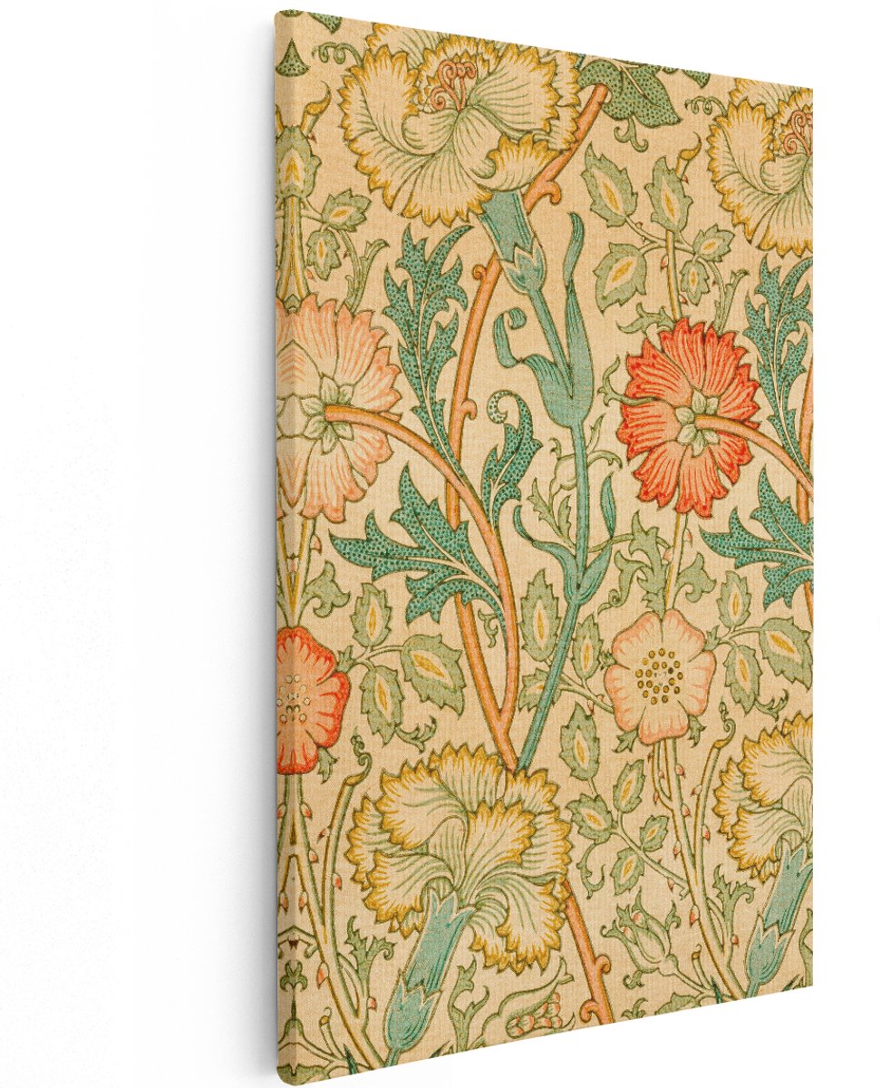 Artaza Canvas Schilderij Bloemen - 100x150 cm - Groot - Wanddecoratie Vintage Bloemenpatroon - Muurdecoratie Bloemen - Decoratie Woonkamer