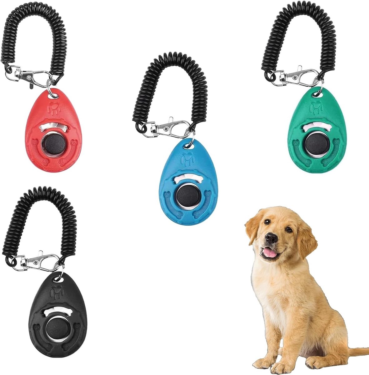 Set van 4 Trainingsclickers voor Honden, Katten en Paarden met Polsbandje - Effectieve Clickertraining voor Dieren