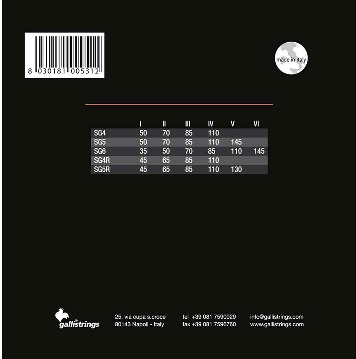Galli GSG-5N snaren set elektrisch 5-snaar bass, nickel, 050-070-085-110-145