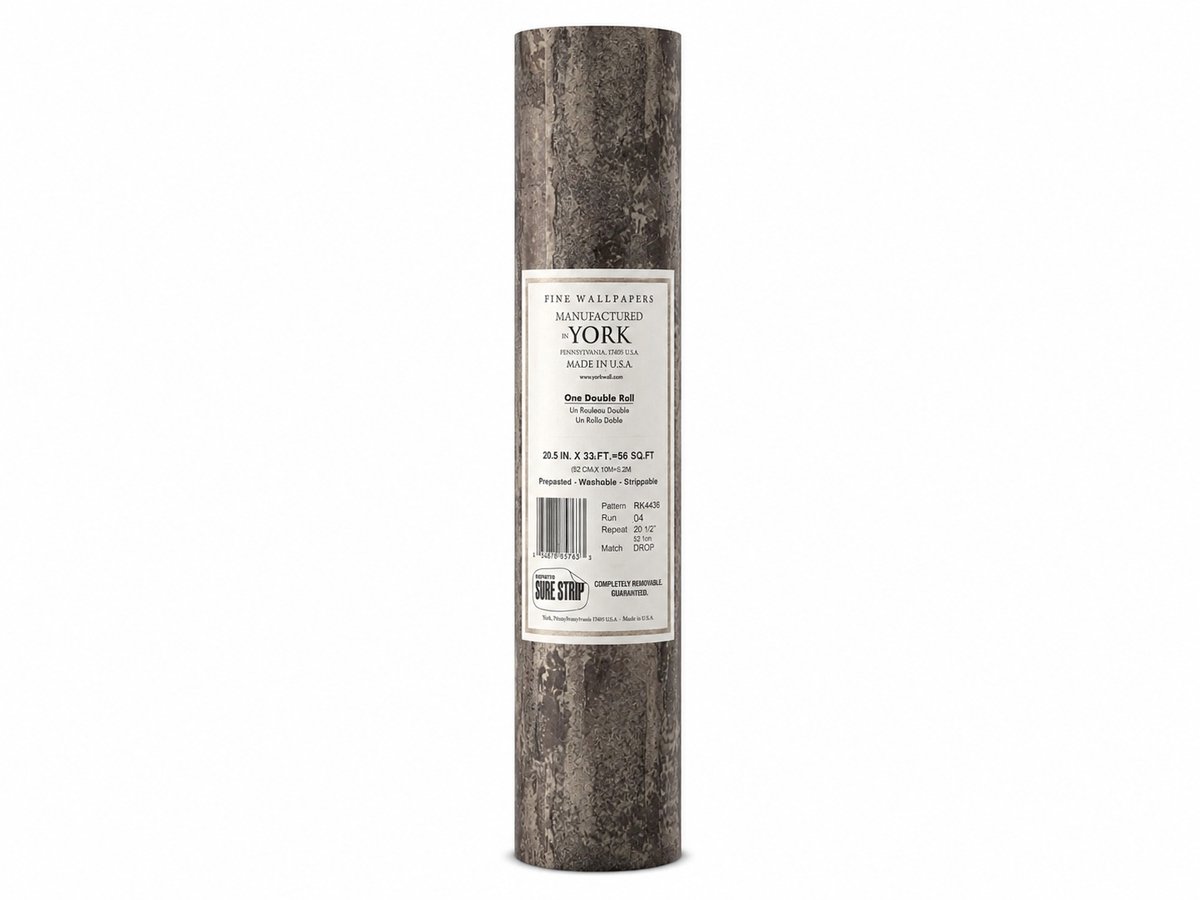 York Wallcoverings Industrieel Betonlook Behang Donkergrijs/Zilver – Metallic Effect – Vliesbehang – 52 cm x 10 m