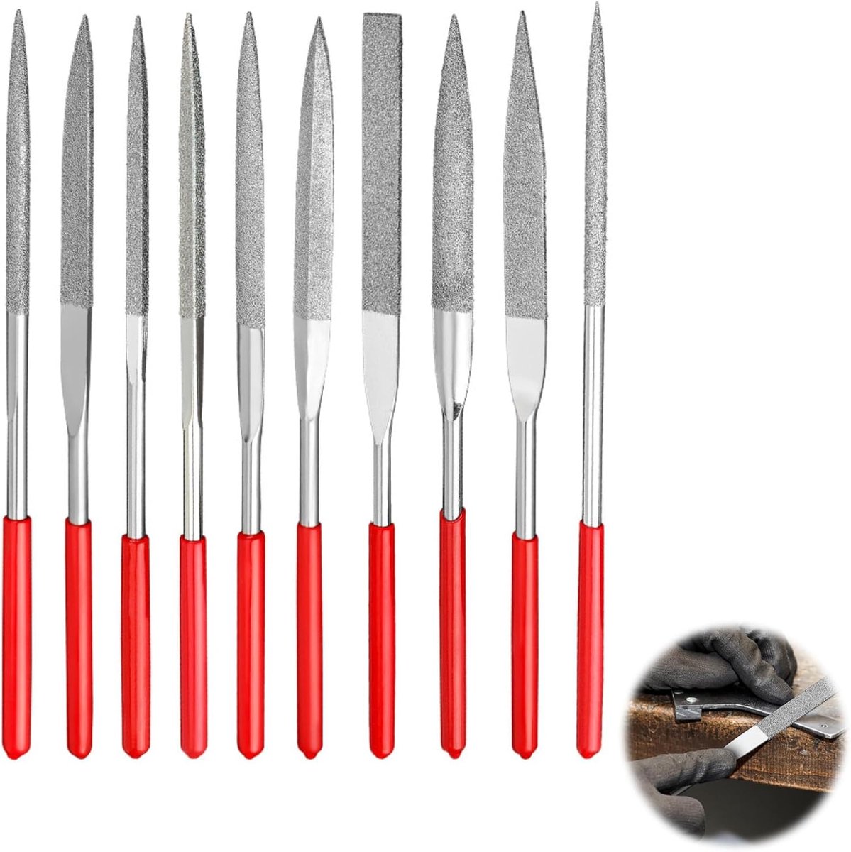 Mini files set van 10 - diamantbestendig - verschillende vormen - ideaal voor modelbouw en sieraden maken - SnelShoppen