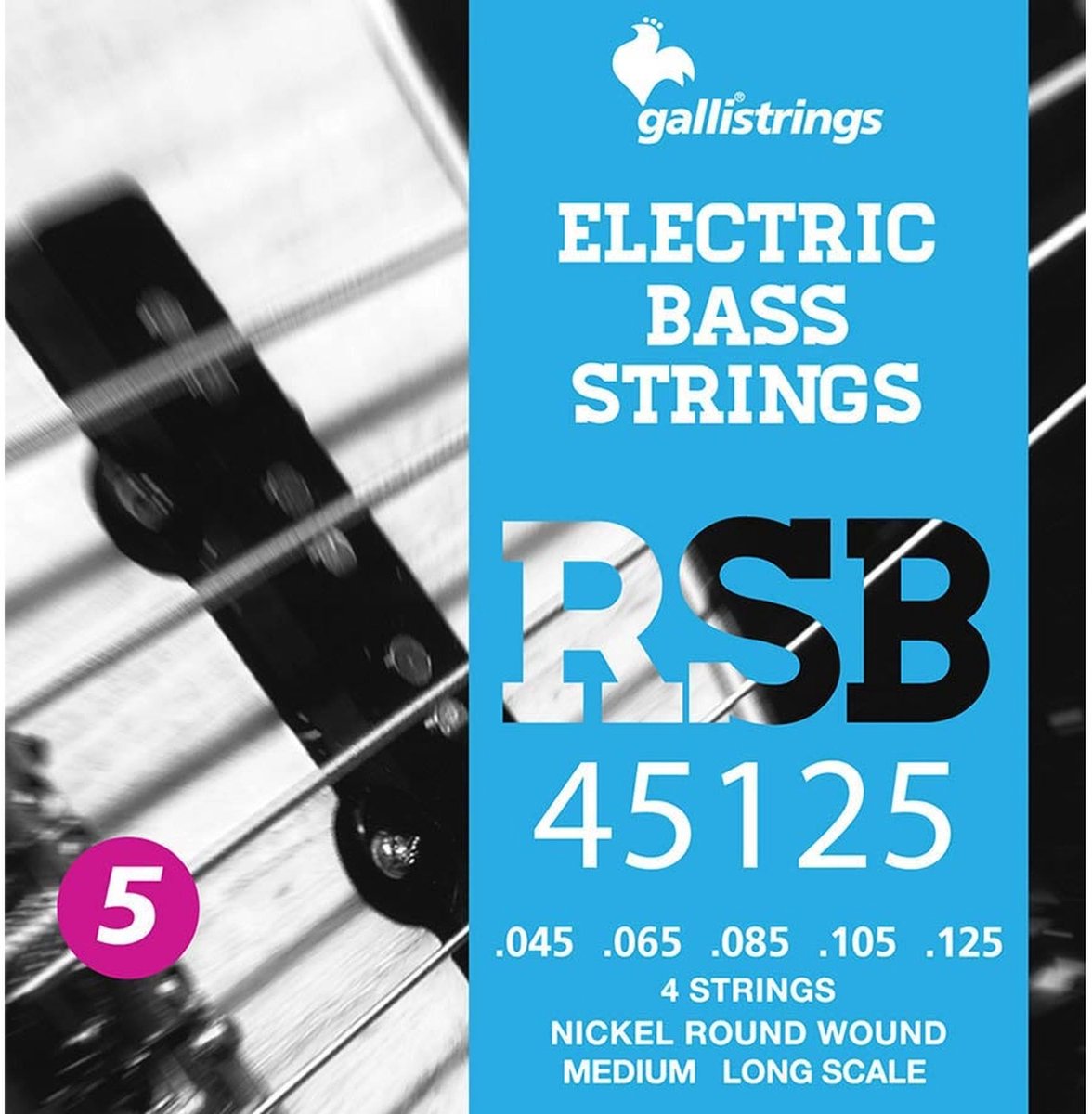 Galli RSB-45125 snaren set elektrisch 5-snaar bass, nickel roundwound, medium, 045-065-085-105-125