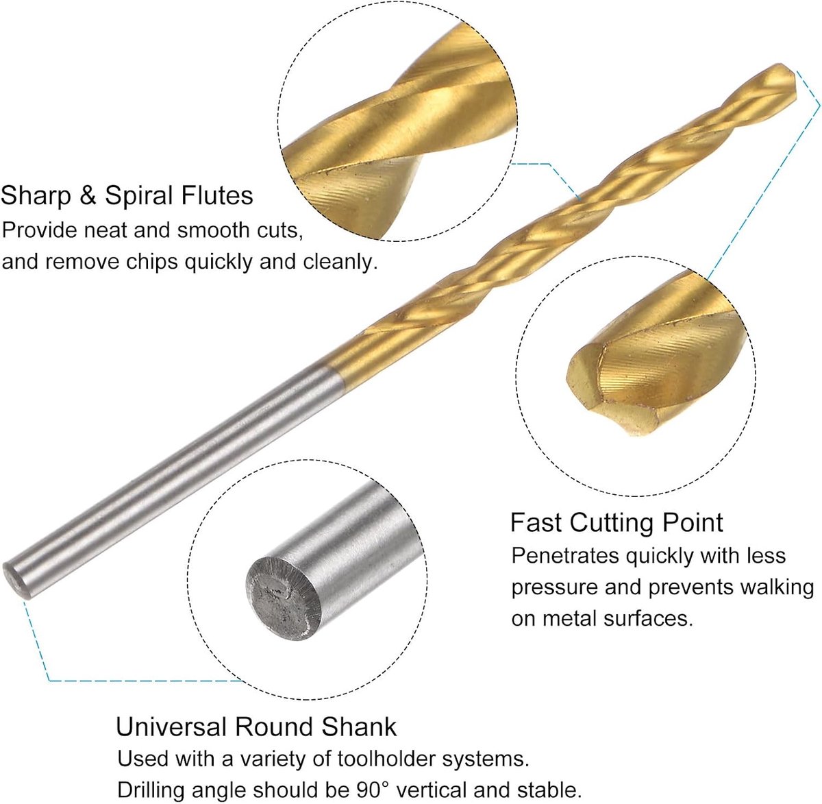 Schroefdraadsnijder- en boorset, 6-40 UNF-draadsnijder met rechte fluit en 3/25 inch (2,9 mm) spiraalboor, titanium gecoat M2 hogesnelheidsstaal
