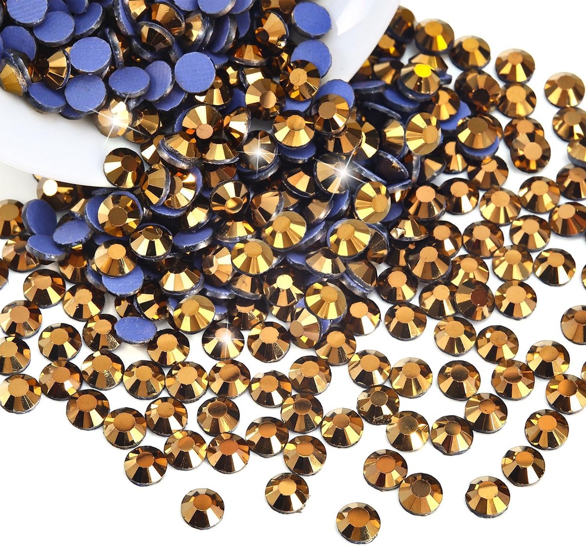 288 stuks Hotfix Strass-steentjes SS30 Mine Gold Strass-steentjes Ronde Witte Edelstenen Glazen Stenen voor Kleding Schoenen DIY Handwerk (SS30-Mine Gold)