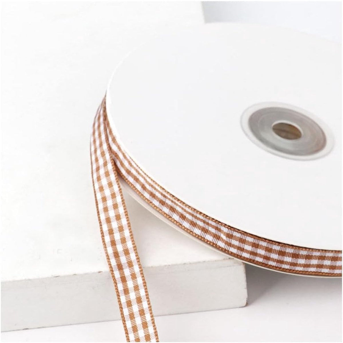 lint, 45 m, cadeaulint, decoratief lint, Gingham-band, geruit, stoffen lint, knutselband voor cadeau, verpakken, party, decoratie, knutselwerk, lichtcurry, 10 mm