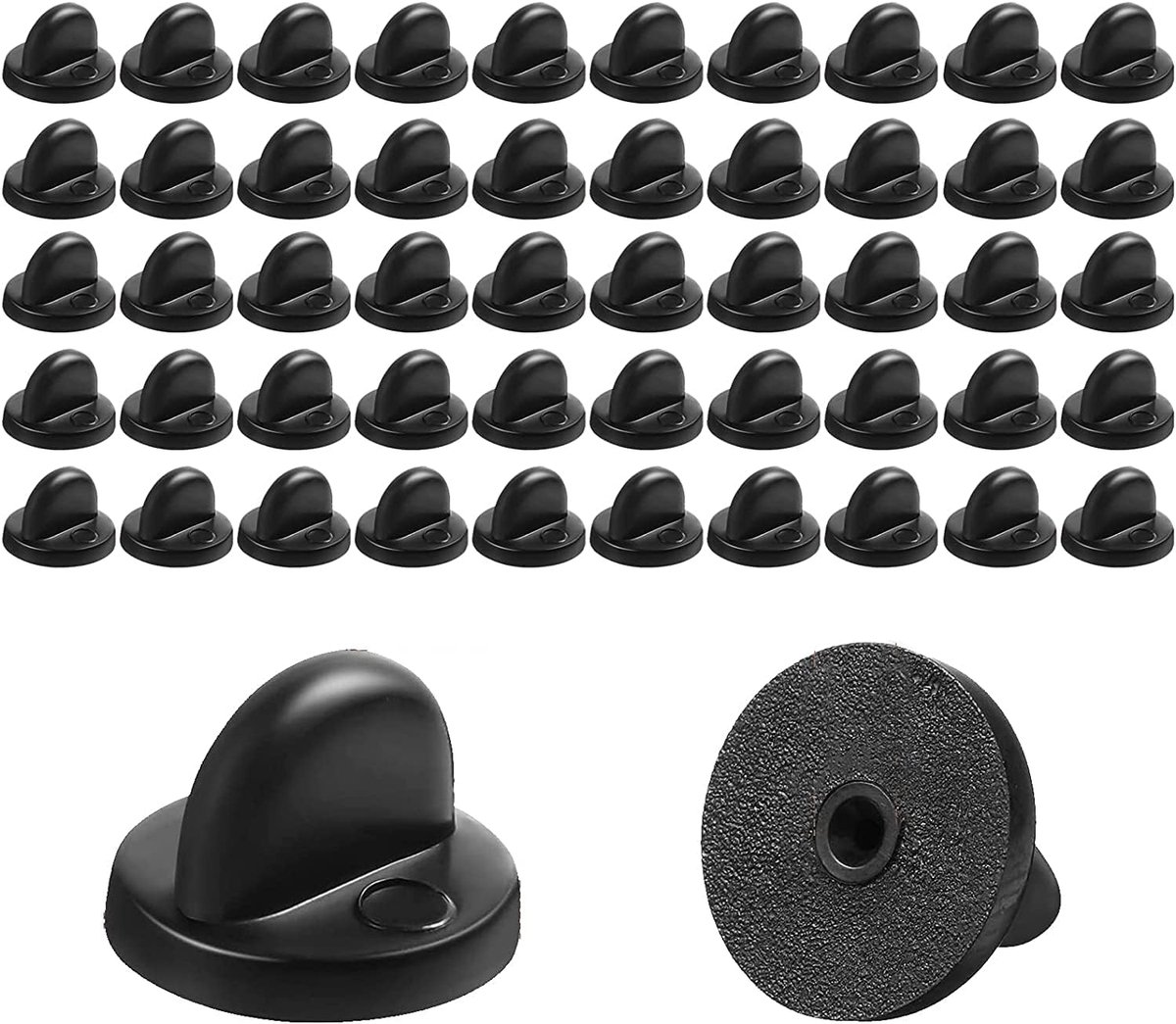 50 stuks 11,5 mm vlinderkoppelingspin-backings rubberen pin-ruggen vervanging uniforme vergrendelingspin-ruggen stropdasspelden bewaarders voor reversspeldjes sieraden maken hoeden badges (zwart 0,43