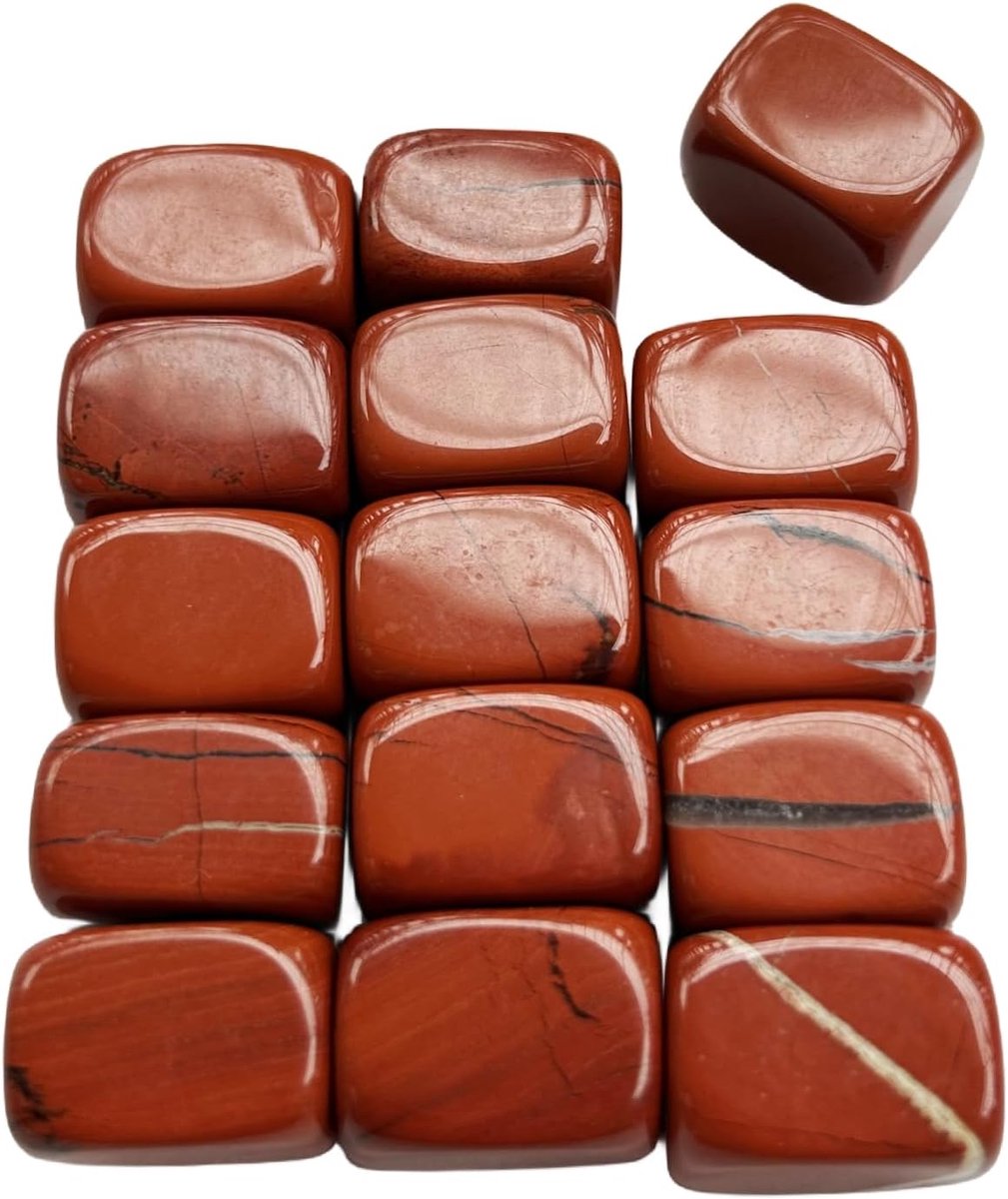 15 stuks rode jaspis 0,7 inch regelblok tumbled gepolijste Reiki kristallen en helende steen voor doe-het-zelf edelstenen, gepolijste stenen, rokverzameling, vaas-vuller