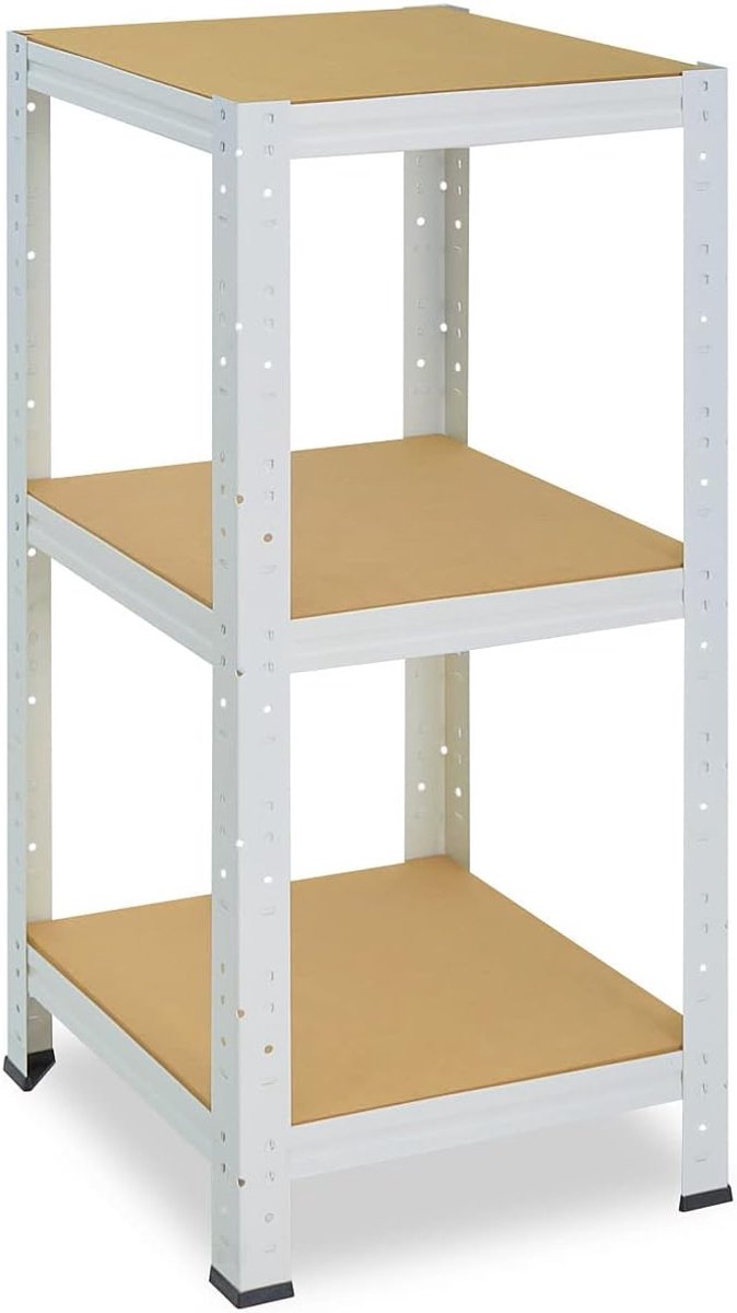 shelfplaza Home 90x30x30cm metalen stellingkast wit: 3x175kg | stellingen Berging stelling Garagekast Metalen opslagstelling Opbergstelling Zware stelling Opslagrek Garage stelling
