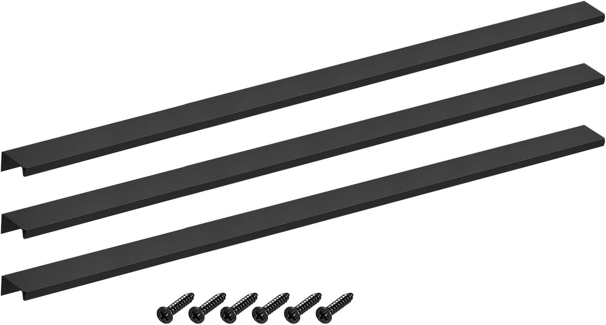 Kast Vingerrand Trein 3 stuks 600 mm/23,62 Aluminium Legering Achterkant Montage Verborgen Handgreep voor Thuis Keuken Lade Zwart