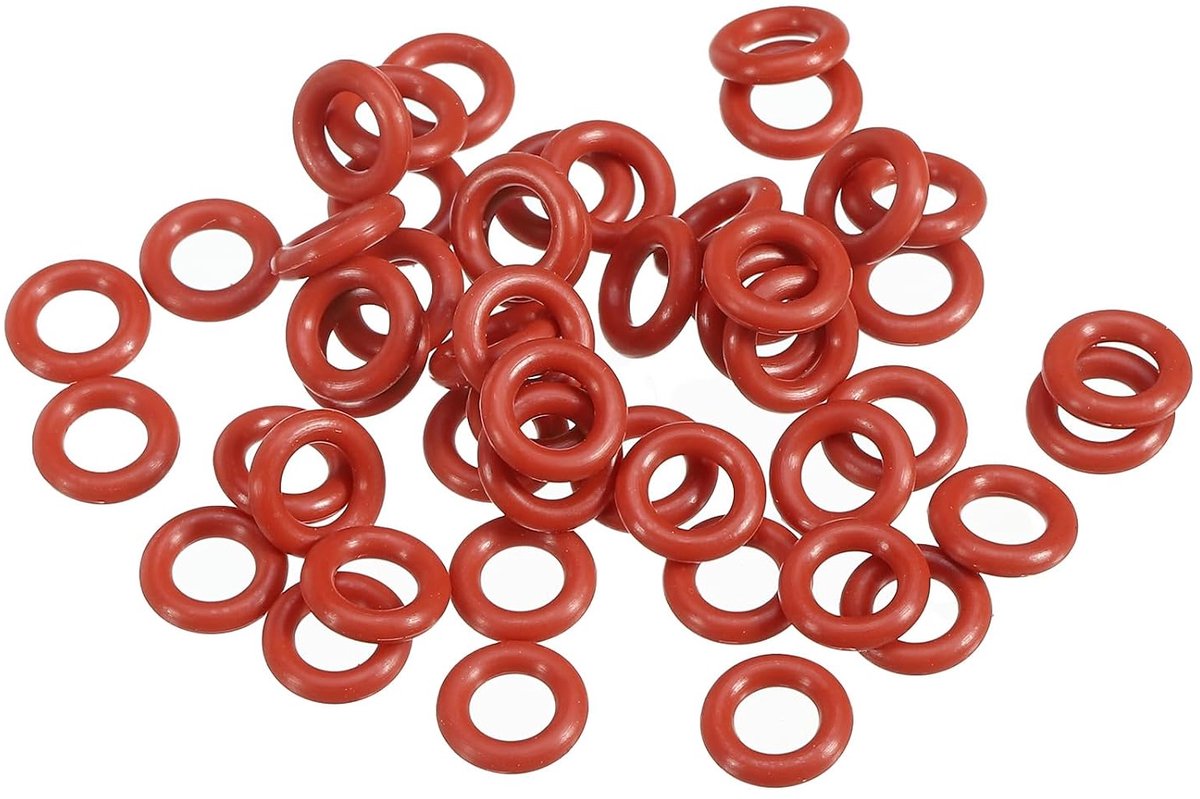 Siliconen O-ring 9 mm OD x 5 mm ID x 2 mm breedte, 10 stuks reserveafdichting metrische afdichting VMQ reserveonderdelen voor reparatie van hydraulische compressorventielen, rood