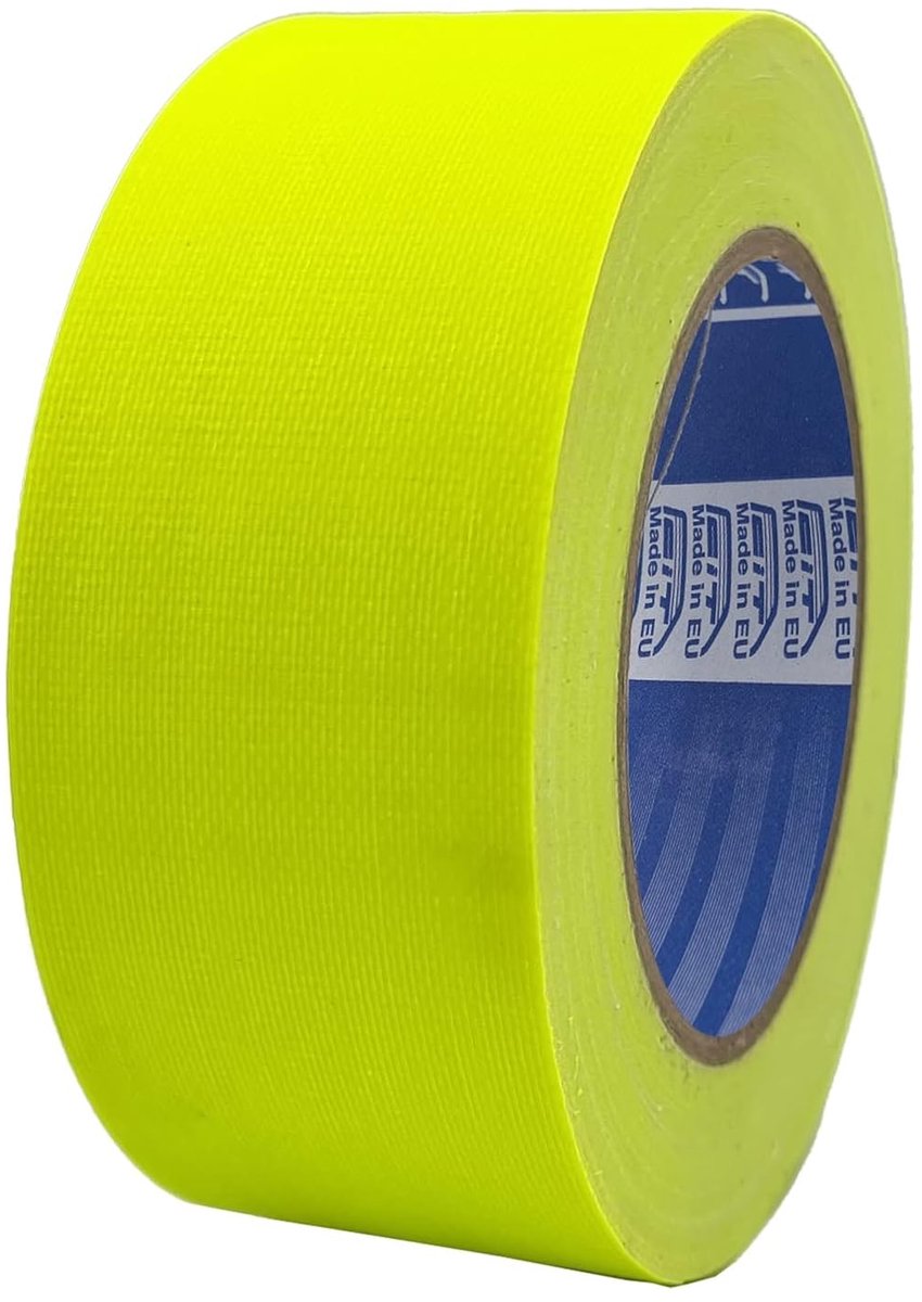 Fluorescerende textieltape, 50 mm x 25 m, versterkte textieltape, Duct Tape, fluorescerend Amerikaans weefsel, reparaties, bevestiging en verpakking met hoge hechtkracht (Geel)