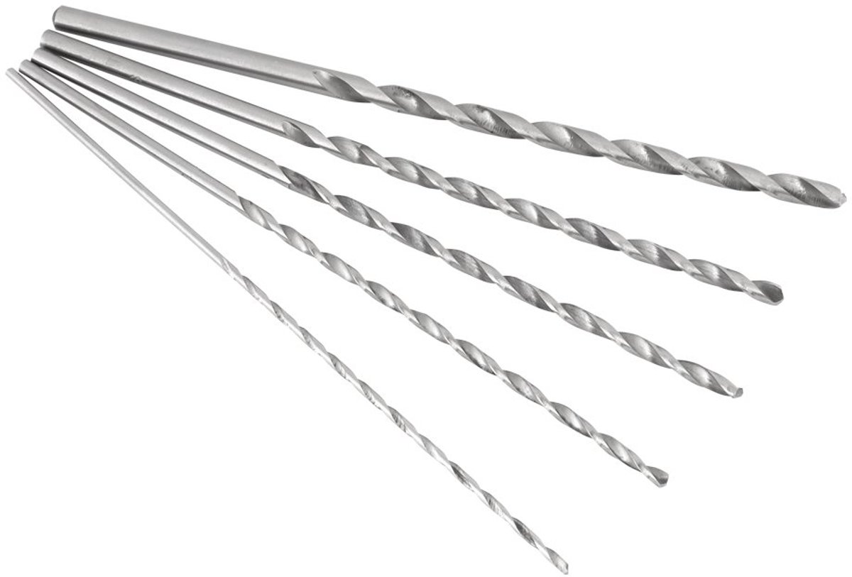 extra lange hogesnelheidsstaalboor, set rechte schacht, spiraalboor, gereedschap, 2-5 mm, 5 stuks boren in verschillende maten voor hout